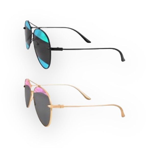 new AQS ☺︎︎ Oversized Aviator Shades Sunnies Sunglasses ☺︎︎ Pink with Gold Frame - Picture 3 of 16